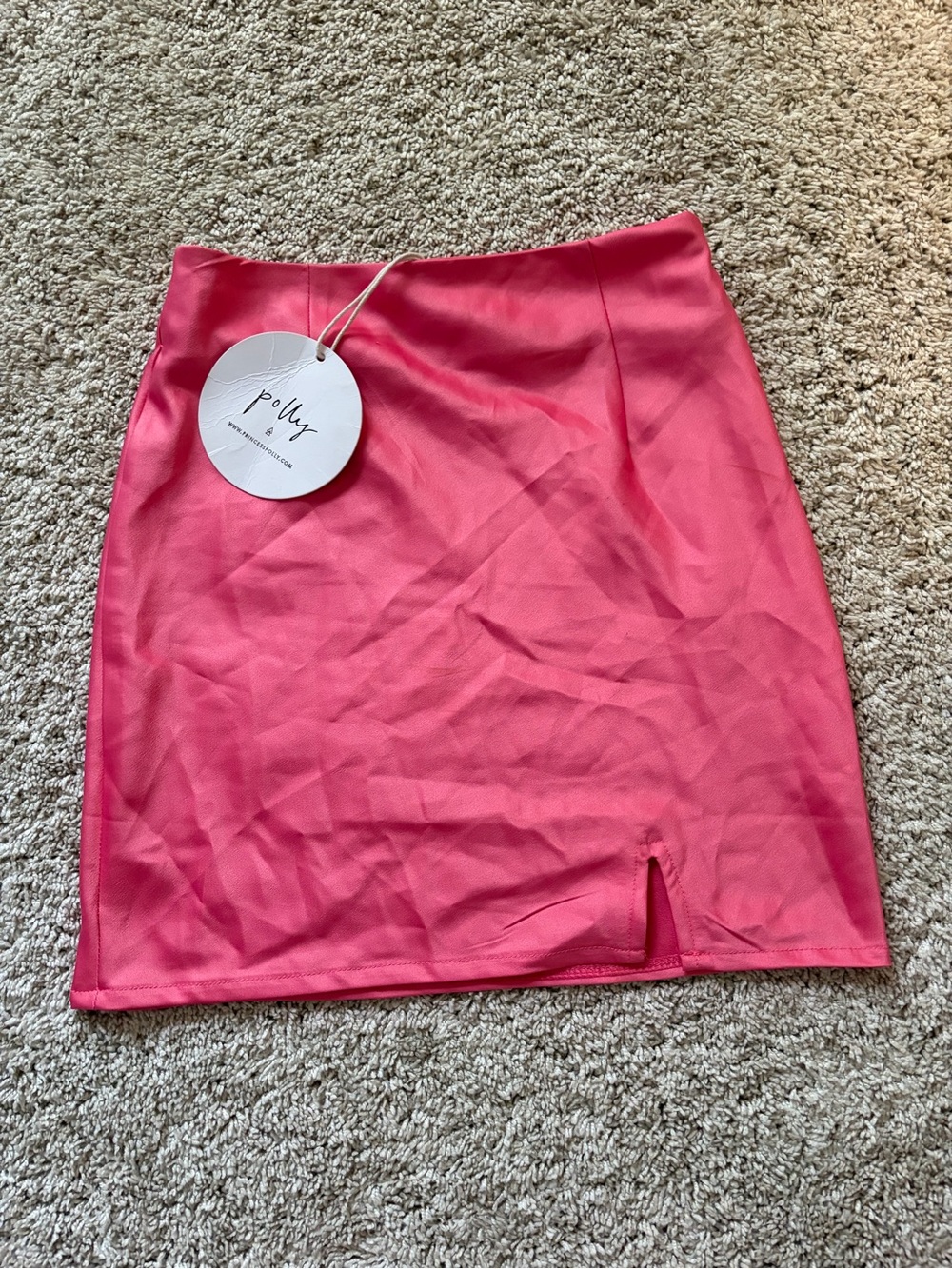 Princess Polly Coral Pink Mini Skirt with Front Notch
